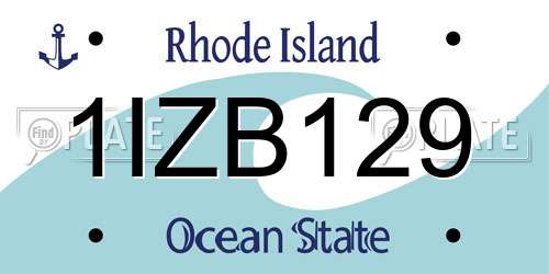 1IZB129 Rhode Island License Plate