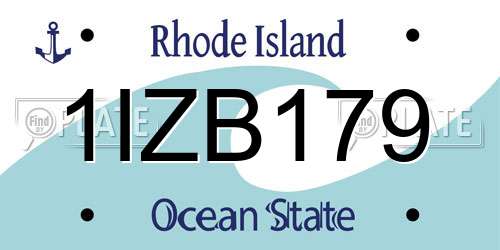 1IZB179 Rhode Island License Plate