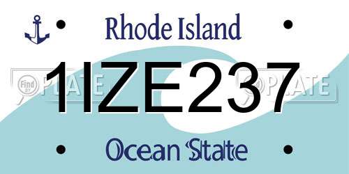 1IZE237 Rhode Island License Plate
