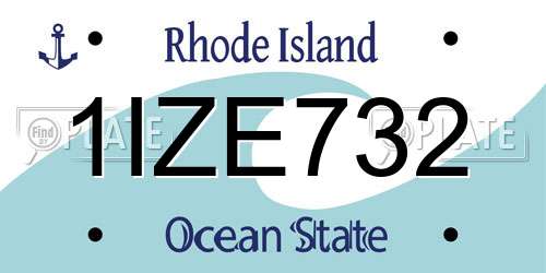 1IZE732 Rhode Island License Plate
