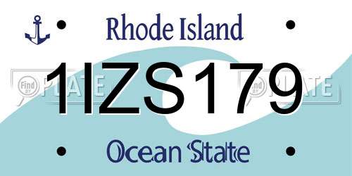 1IZS179 Rhode Island License Plate