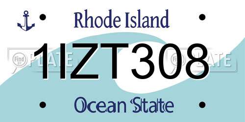 1IZT308 Rhode Island License Plate