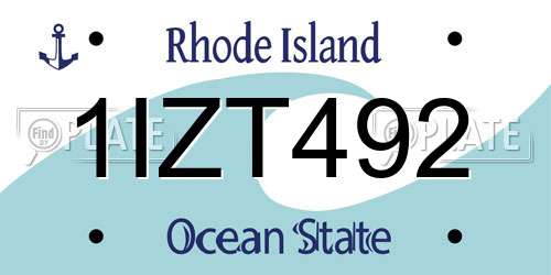 1IZT492 Rhode Island License Plate