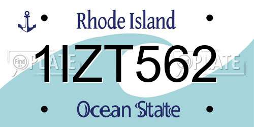 1IZT562 Rhode Island License Plate