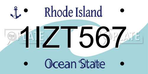 1IZT567 Rhode Island License Plate