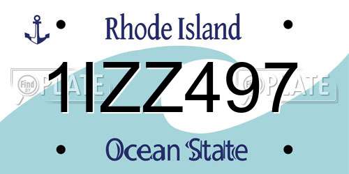 1IZZ497 Rhode Island License Plate