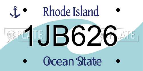 1JB626 Rhode Island License Plate