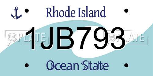 1JB793 Rhode Island License Plate