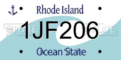1JF206 Rhode Island License Plate