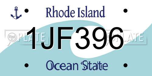 1JF396 Rhode Island License Plate