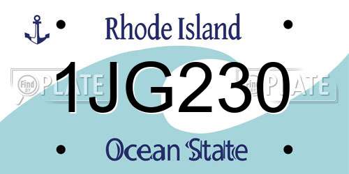1JG230 Rhode Island License Plate