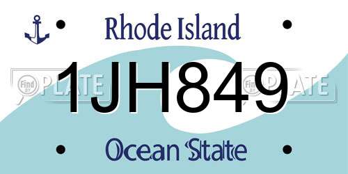 1JH849 Rhode Island License Plate