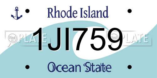 1JI759 Rhode Island License Plate