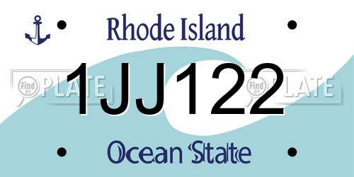 1JJ122 Rhode Island License Plate