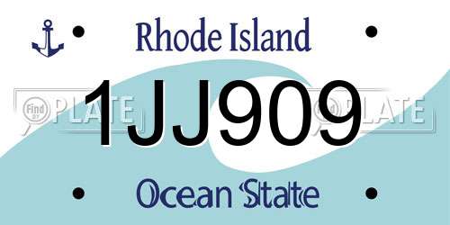 1JJ909 Rhode Island License Plate