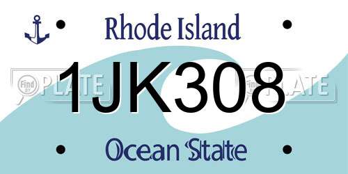 1JK308 Rhode Island License Plate