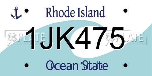 1JK475 Rhode Island License Plate