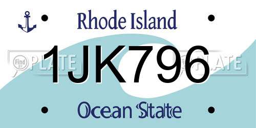 1JK796 Rhode Island License Plate