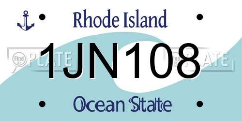 1JN108 Rhode Island License Plate