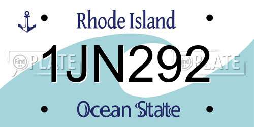 1JN292 Rhode Island License Plate