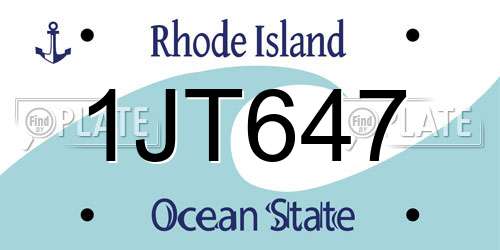 1JT647 Rhode Island License Plate