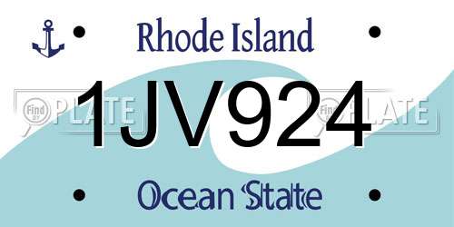 1JV924 Rhode Island License Plate