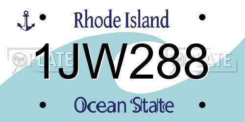 1JW288 Rhode Island License Plate