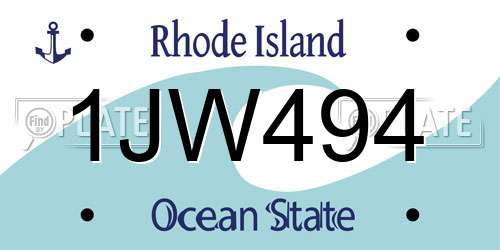 1JW494 Rhode Island License Plate