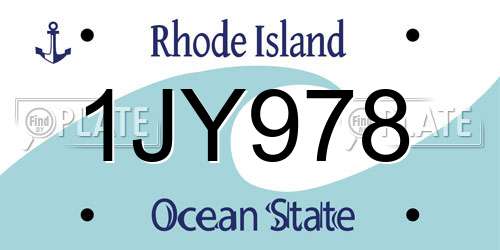 1JY978 Rhode Island License Plate