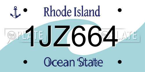 1JZ664 Rhode Island License Plate