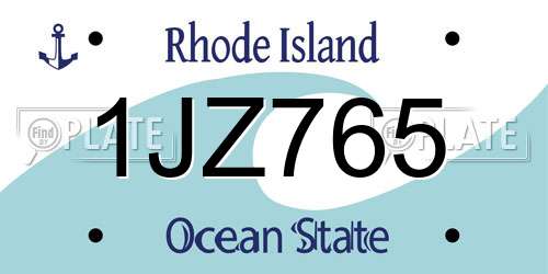1JZ765 Rhode Island License Plate