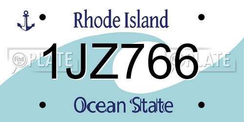 1JZ766 Rhode Island License Plate