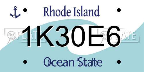 1K30E6 Rhode Island License Plate