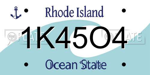 1K45O4 Rhode Island License Plate
