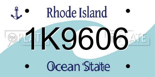 1K9606 Rhode Island License Plate