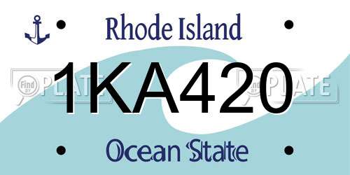 1KA420 Rhode Island License Plate