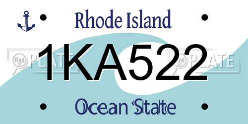 1KA522 Rhode Island License Plate