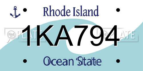 1KA794 Rhode Island License Plate