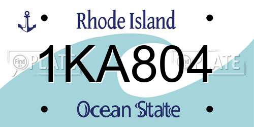 1KA804 Rhode Island License Plate