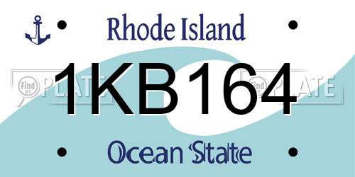 1KB164 Rhode Island License Plate