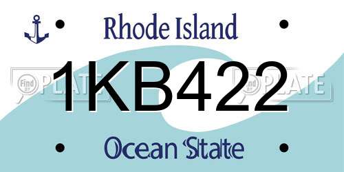 1KB422 Rhode Island License Plate