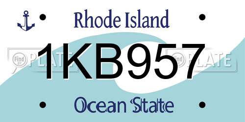1KB957 Rhode Island License Plate
