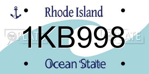 1KB998 Rhode Island License Plate