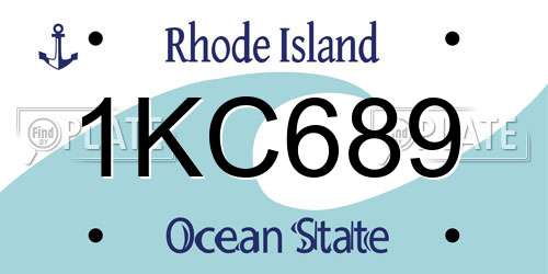 1KC689 Rhode Island License Plate