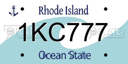 1KC777 Rhode Island License Plate