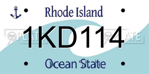 1KD114 Rhode Island License Plate