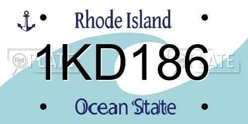 1KD186 Rhode Island License Plate
