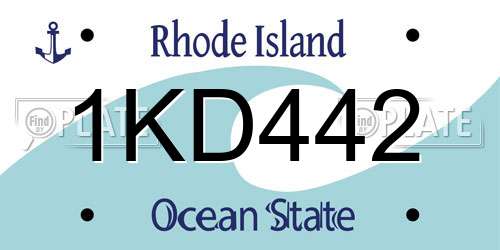 1KD442 Rhode Island License Plate