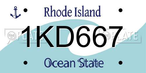 1KD667 Rhode Island License Plate