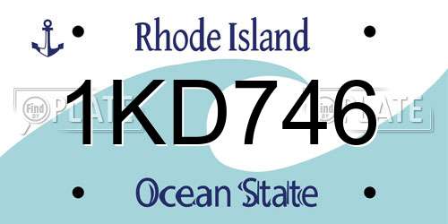 1KD746 Rhode Island License Plate
